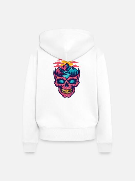 Skull Mountain Landschaft - Frauen Premium Bio Zip Hoodie - Weiß