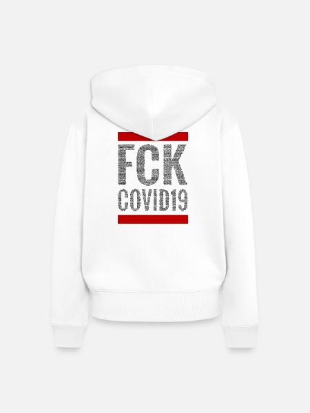 FCK COVID19 (dark) - Frauen Premium Bio Zip Hoodie - Weiß