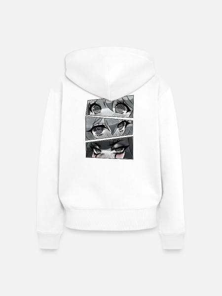 Herzaugen Manga Panels - Frauen Premium Bio Zip Hoodie - Weiß