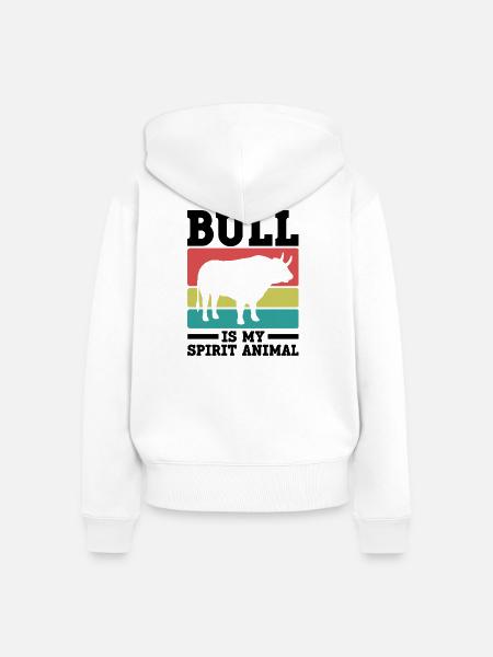Stier Krafttier Retro-Look - Frauen Premium Bio Zip Hoodie - Weiß