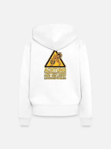 Laktat Warnschild - Frauen Premium Bio Zip Hoodie - Weiß