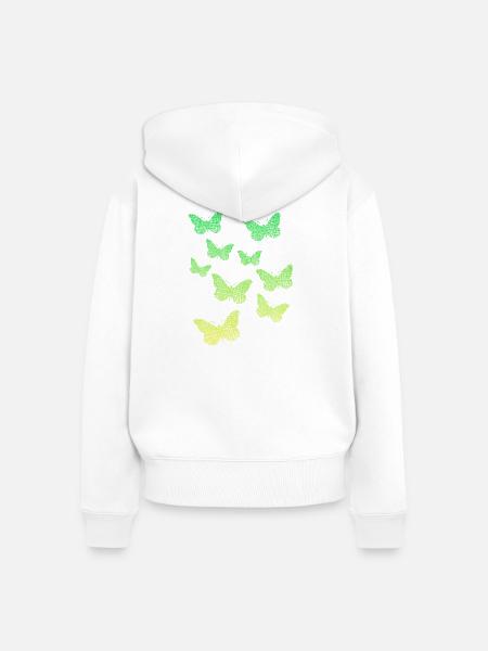 Farbverlauf Grüne Schmetterlinge - Frauen Premium Bio Zip Hoodie - Weiß