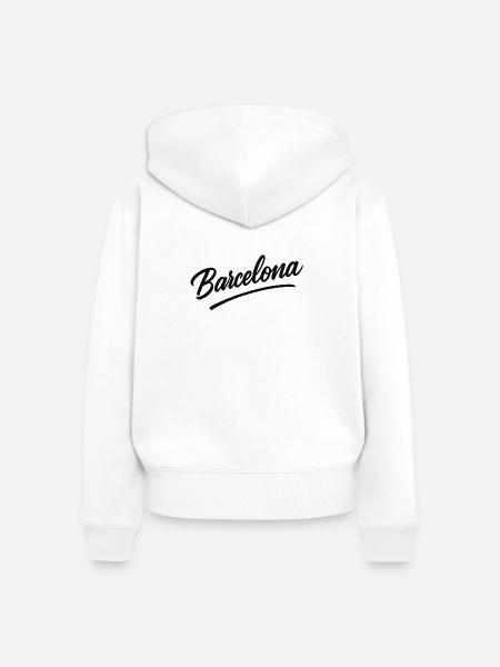 Barcelona Script mit Bogenlinie - Frauen Premium Bio Zip Hoodie - Weiß