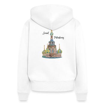 St. Petersburg, Kirche, Russland, Handzeichnung - Frauen Premium Bio Zip Hoodie - Weiß - Hinten - AI Model Female 172 light (172cm)
