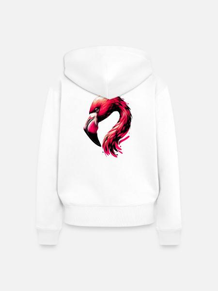 Flamingo - Frauen Premium Bio Zip Hoodie - Weiß