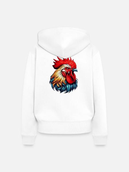 Hahn Henne - Frauen Premium Bio Zip Hoodie - Weiß