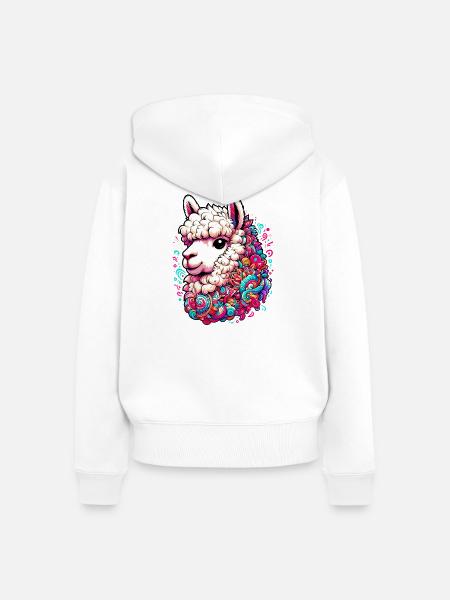 Alpaka - Frauen Premium Bio Zip Hoodie - Weiß