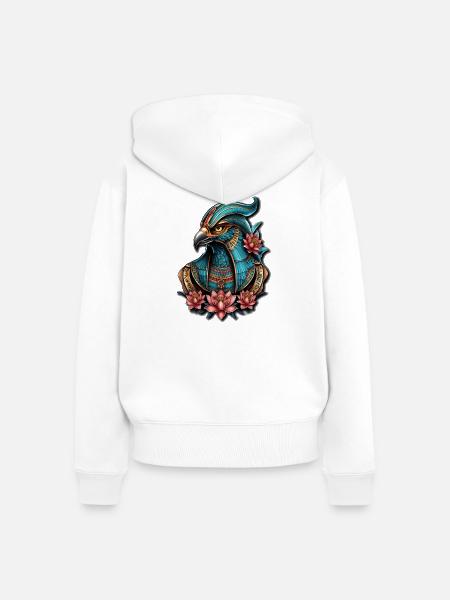 Ägyptischer Falkengott. - Frauen Premium Bio Zip Hoodie - Weiß