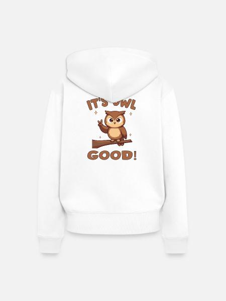 Niedliche Eule mit aufmunternder Botschaft - Frauen Premium Bio Zip Hoodie - Weiß