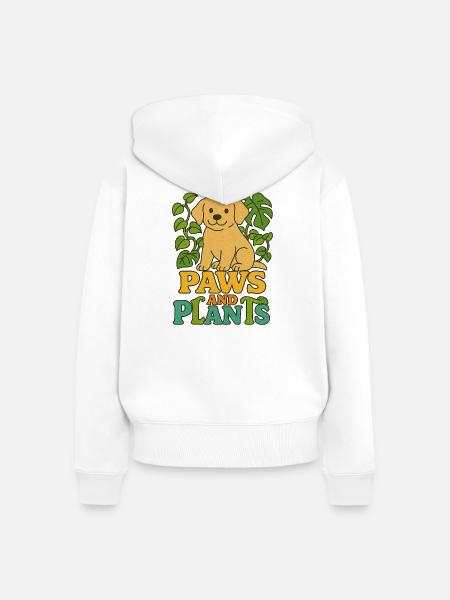 Pfoten und Pflanzen - Frauen Premium Bio Zip Hoodie - Weiß