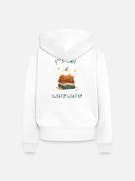 Herbstlicher Pulloverstapel - Frauen Premium Bio Zip Hoodie - Weiß