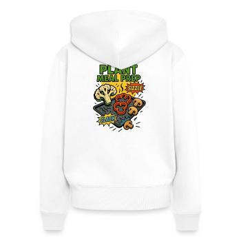 PRÉPARATION DE TOURTEAUX VÉGÉTAUX - Sweat à capuche zippé Premium bio Femme - blanc - Dos - AI Model Female 172 light (172cm)