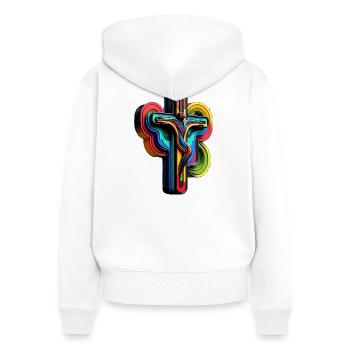 Vibrant Rainbow Cross Pop Art - Women's Premium Organic Zip Hoodie - white - Back - AI Model Female 172 light (172cm)