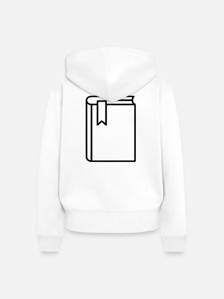 Buch Notizbuch Lesezeichen Icon - Frauen Premium Bio Zip Hoodie - Weiß