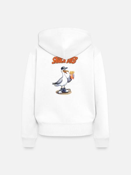 Snack Dieb Möwe Lustiger Pommes Spruch - Frauen Premium Bio Zip Hoodie - Weiß