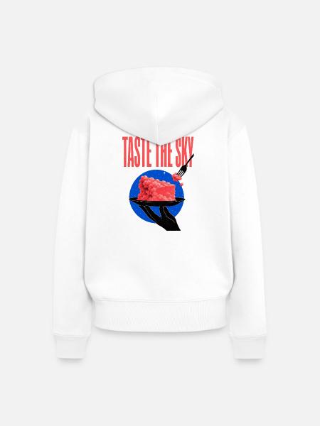 Taste the Sky – Wolkenkuchen - Frauen Premium Bio Zip Hoodie - Weiß