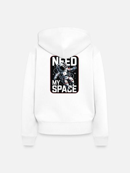 Need My Space Astronaut - Frauen Premium Bio Zip Hoodie - Weiß