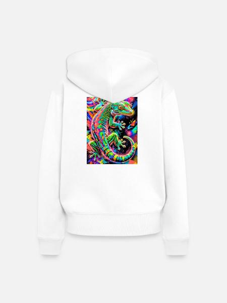 Gecko - Frauen Premium Bio Zip Hoodie - Weiß