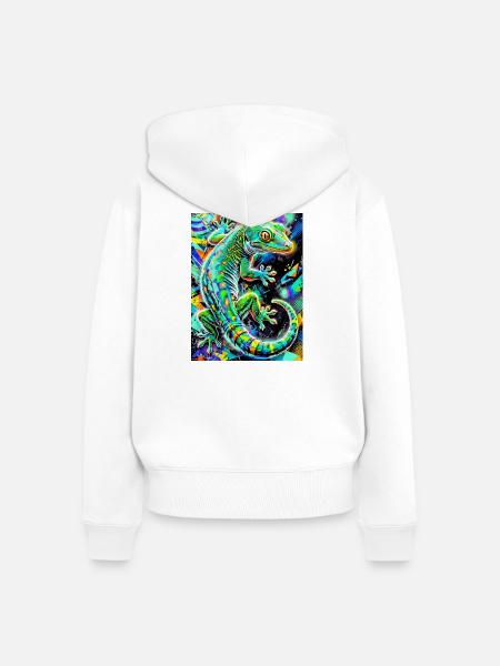Gecko - Frauen Premium Bio Zip Hoodie - Weiß