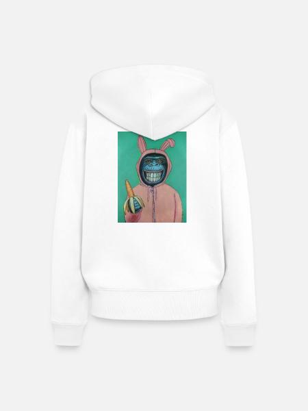 Falscher Hase - Frauen Premium Bio Zip Hoodie - Weiß