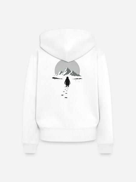 Lone Penguin – Ins Unbekannte - Frauen Premium Bio Zip Hoodie - Weiß