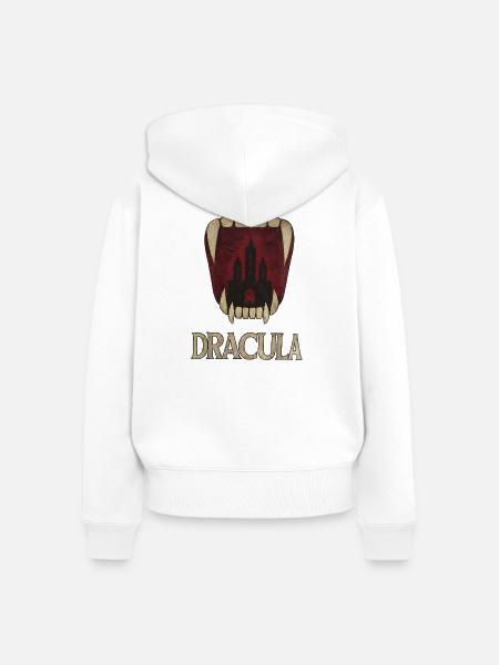 Dracula Schloss Gebiss - Frauen Premium Bio Zip Hoodie - Weiß