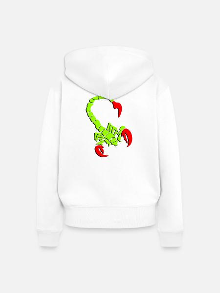 skorpion_01_3d_rot_2 - Frauen Premium Bio Zip Hoodie - Weiß