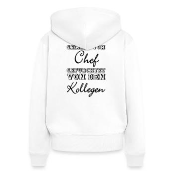 Geliebt vom Chef Geschenk - Frauen Premium Bio Zip Hoodie - Weiß - Hinten - AI Model Female 172 light (172cm)