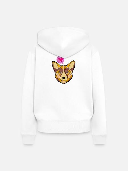 Geometrischer Hund mit Herz - Frauen Premium Bio Zip Hoodie - Weiß