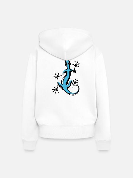 Blauer Gecko - Frauen Premium Bio Zip Hoodie - Weiß