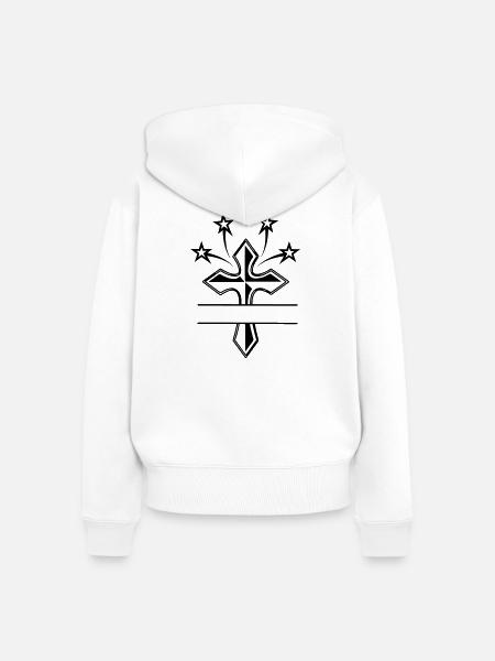 transparentes Schattenkreuz 4 Sterne - Frauen Premium Bio Zip Hoodie - Weiß