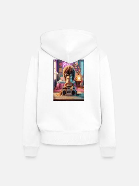 Lounge-Dschungel Igel mit Sonnenbrille - Frauen Premium Bio Zip Hoodie - Weiß