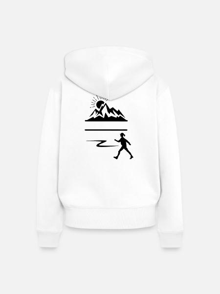 Wandererin Berge Banner - Frauen Premium Bio Zip Hoodie - Weiß