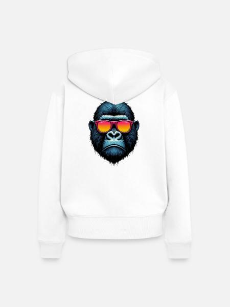 Gorilla - Frauen Premium Bio Zip Hoodie - Weiß