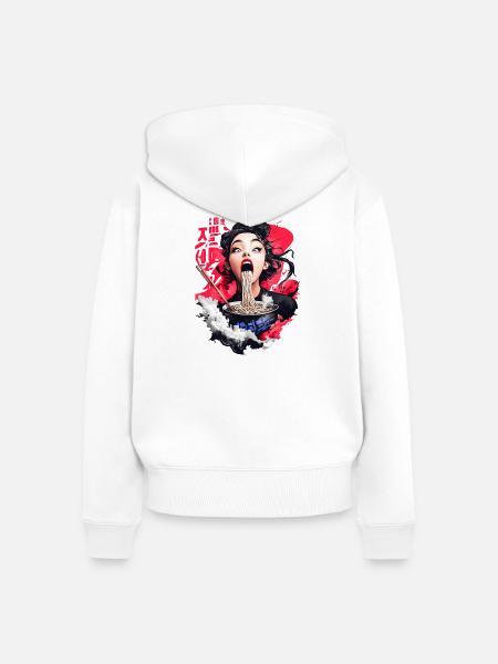 Ramen Like - Frauen Premium Bio Zip Hoodie - Weiß