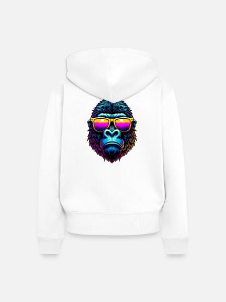 Gorilla - Frauen Premium Bio Zip Hoodie - Weiß
