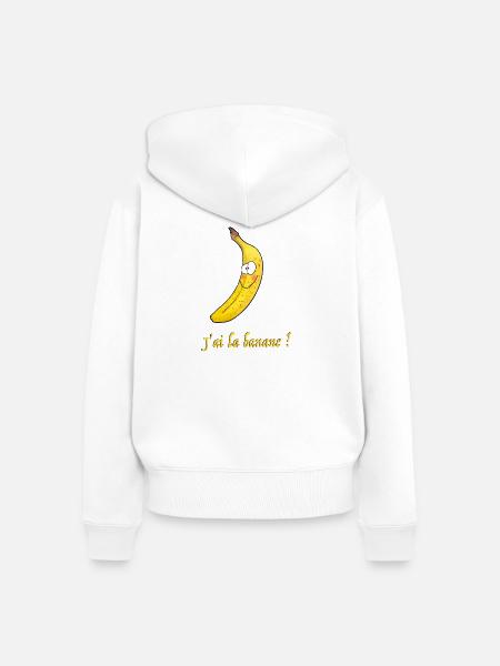 Lächelnde Banane mit lustigem Slogan - Frauen Premium Bio Zip Hoodie - Weiß