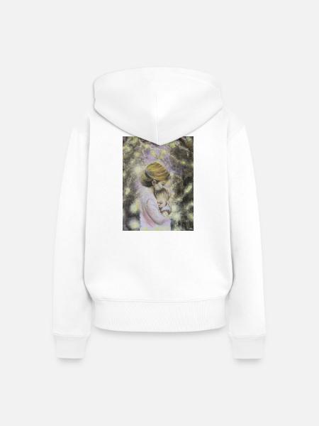 Ätherische Nacht Mutter und Kind - Frauen Premium Bio Zip Hoodie - Weiß