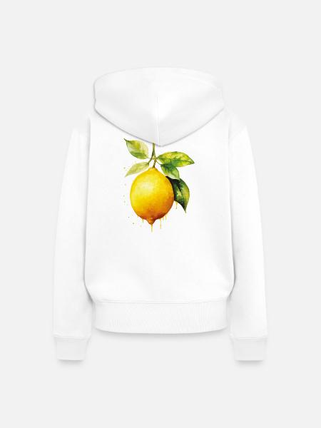 Zitronen in Wasserfarbenoptik - Frauen Premium Bio Zip Hoodie - Weiß