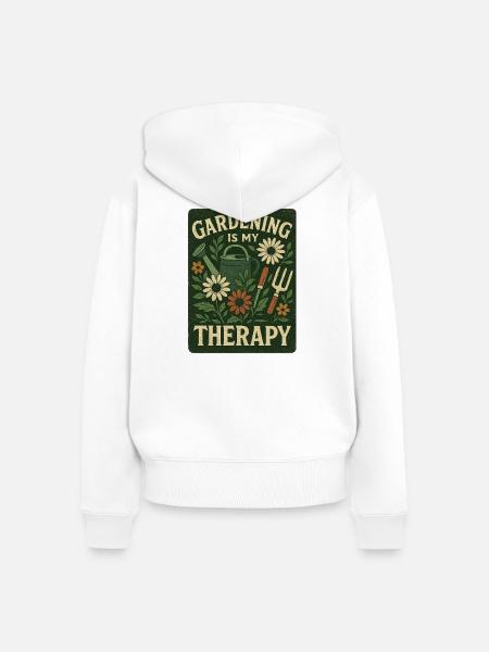 Gartenarbeit ist meine Therapie Blumendesign - Frauen Premium Bio Zip Hoodie - Weiß