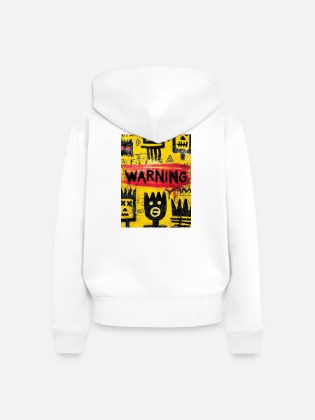 Visuelle Warnung vor urbanen Graffiti - Frauen Premium Bio Zip Hoodie - Weiß