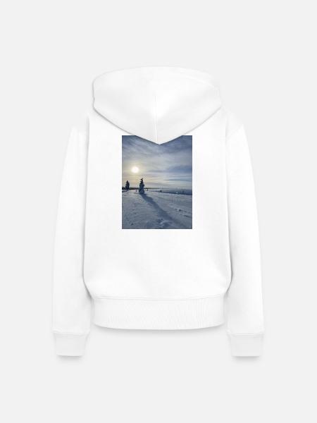 Winterlandschaft in der Sonne - Frauen Premium Bio Zip Hoodie - Weiß
