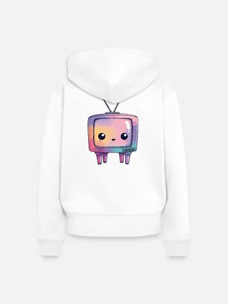 Pastell TV Kawaii Retro - Frauen Premium Bio Zip Hoodie - Weiß