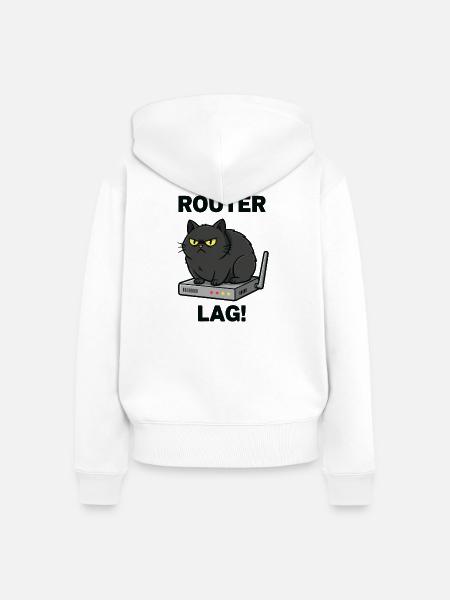 Router-Lag-Chat Internet-Humor - Frauen Premium Bio Zip Hoodie - Weiß