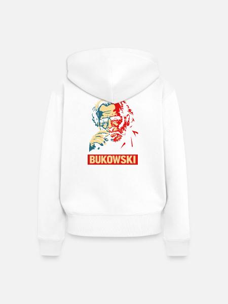 Porträtplakat im Charles Bukowski-Stil - Frauen Premium Bio Zip Hoodie - Weiß
