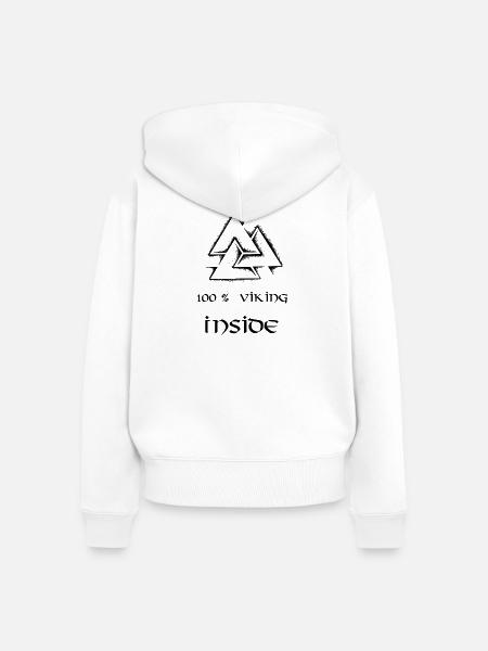 100 Prozent Wikinger im Inneren - Frauen Premium Bio Zip Hoodie - Weiß