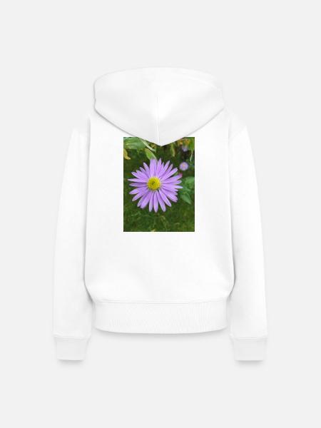Lila Blüte - Frauen Premium Bio Zip Hoodie - Weiß