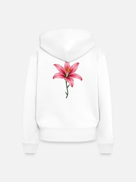 Rosa Lilie - Frauen Premium Bio Zip Hoodie - Weiß