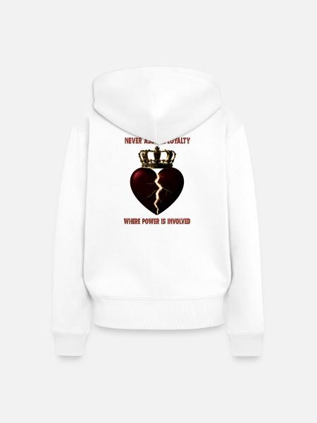 Kronenherz der Macht - Frauen Premium Bio Zip Hoodie - Weiß