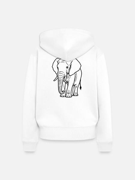 Elefant - Frauen Premium Bio Zip Hoodie - Weiß